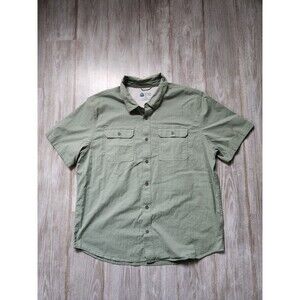 Sierra Designs Men's Short Sleeve Button Down Green Tech Shirt Woven Sz XXL EUC